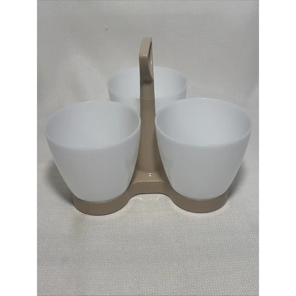 Vintage Tupperware 757-1 Caddy Server No Lids or Spoons White Tan Plastic
